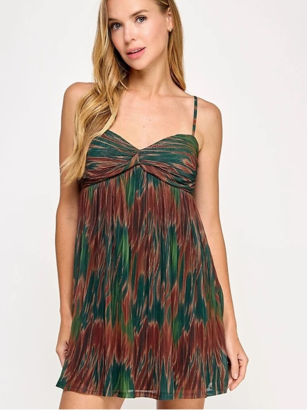 NWT Seni & Cade Juniors’ Printed Pleated Mesh A-Line Dress Size M